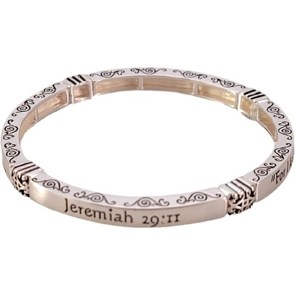 New Silver Jeremiah 29:11 Bangle Bracelet - Picture 5 of 8